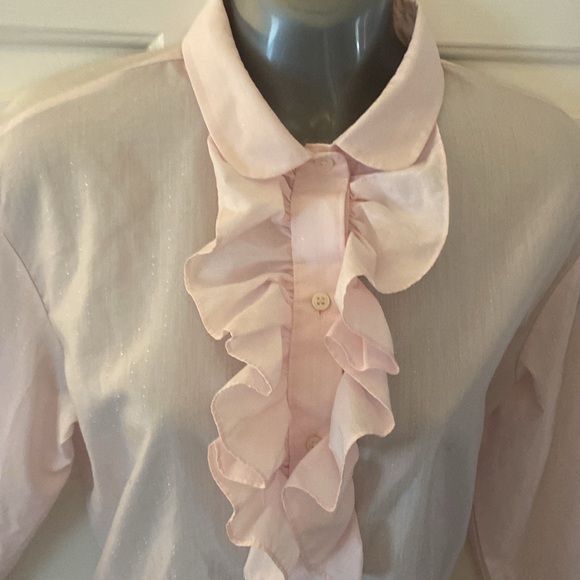 Vintage pink ruffle collar button down blouse - Picture 5 of 10